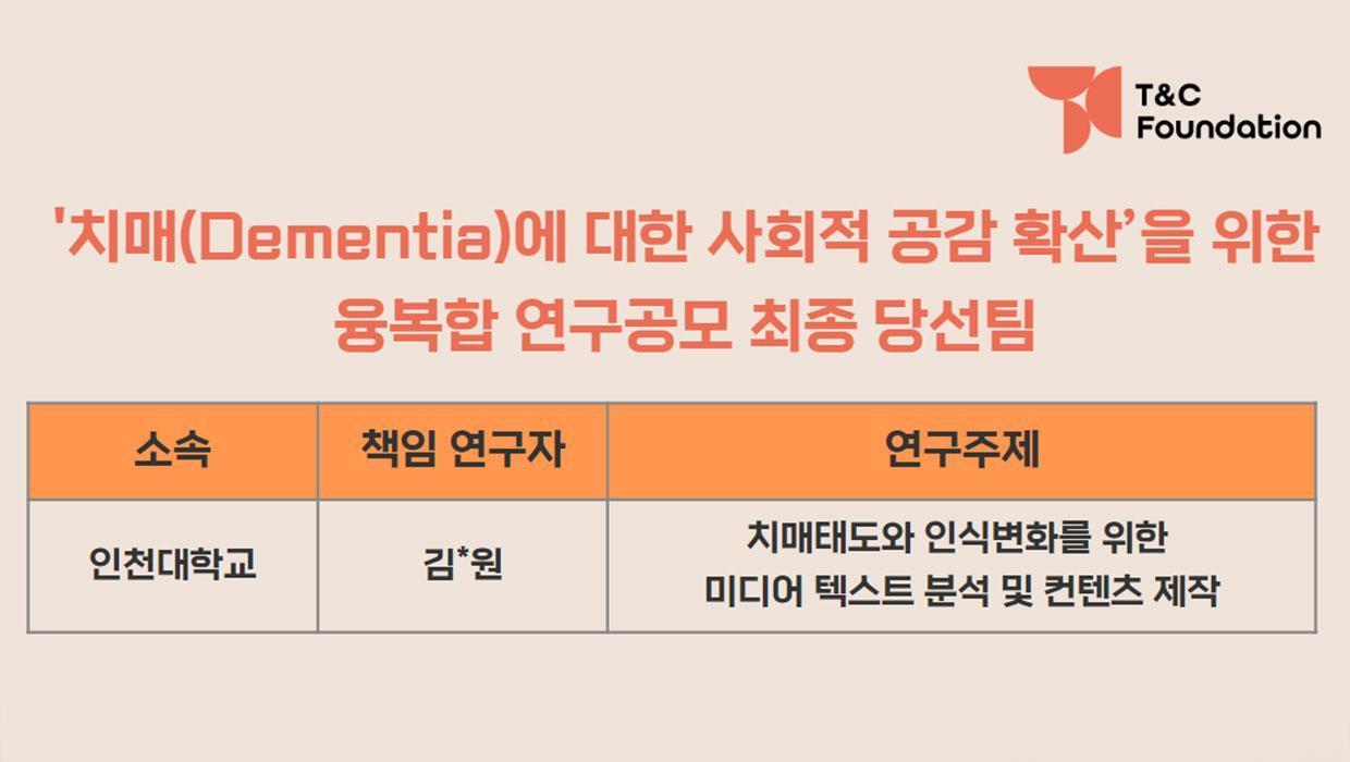 T&C Foundation and Professor Kim Kyung-won of Incheon National University: Big data research to spre 대표이미지